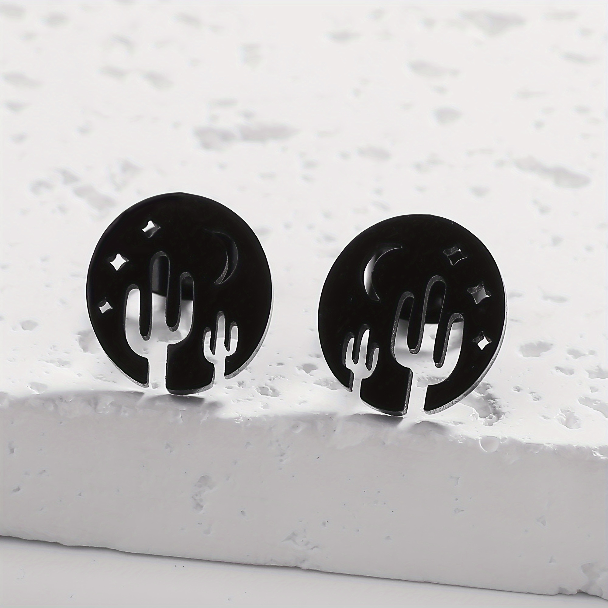 Women's Minimalist Celestial Stud Earrings — Stainless Steel
